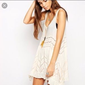 Free People White Lace Slip Dress, Sz XS